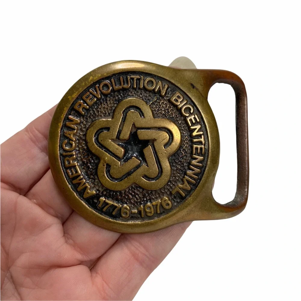 American Revolution Bicentennial Solid Brass Belt Buckle